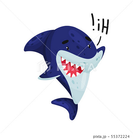 Cartoon shark welcomes. Vector illustration on... - Stock Illustration  [55372224] - PIXTA