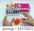 Laboratory technician conducts experiments on whit 55372633