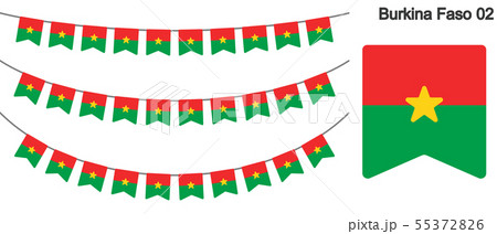 ブルキナファソの国旗のガーラーンド ベクターデータ(bunting garland) ブルキナファソの国旗のガーラーンド ベクターデータ(bunting garland) 55372826