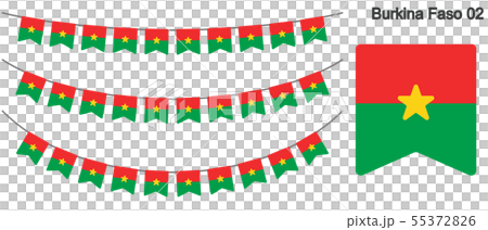 ブルキナファソの国旗のガーラーンド ベクターデータ(bunting garland) ブルキナファソの国旗のガーラーンド ベクターデータ(bunting garland) 55372826