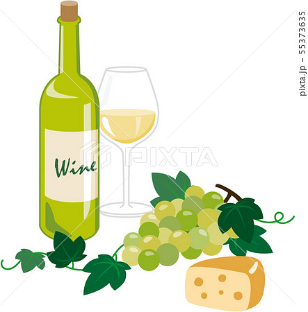 白ワインとチーズのイラスト素材