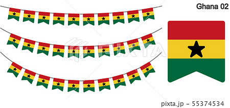 ガーナの国旗のガーラーンド　ベクターデータ（bunting garland）