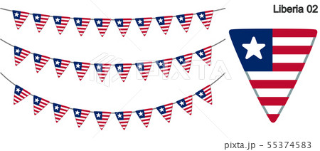 リベリアの国旗のガーラーンド　ベクターデータ（bunting garland）