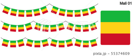 マリ共和国の国旗のガーラーンド　ベクターデータ（bunting garland）