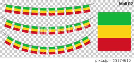 マリ共和国の国旗のガーラーンド　ベクターデータ（bunting garland） 55374610