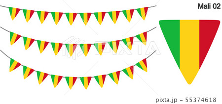 マリ共和国の国旗のガーラーンド　ベクターデータ（bunting garland）