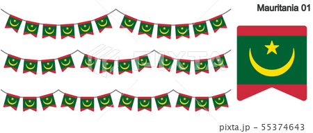 モーリタニアの国旗のガーラーンド　ベクターデータ（bunting garland）