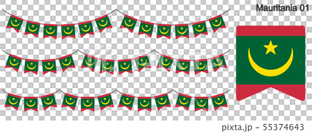 モーリタニアの国旗のガーラーンド　ベクターデータ（bunting garland） 55374643