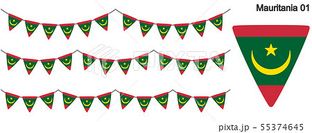 モーリタニアの国旗のガーラーンド　ベクターデータ（bunting garland）
