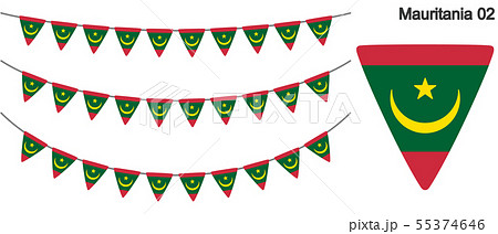 モーリタニアの国旗のガーラーンド　ベクターデータ（bunting garland）