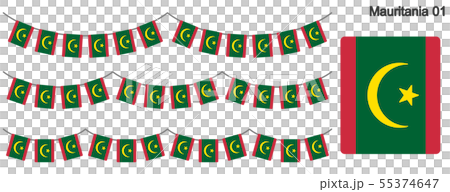 モーリタニアの国旗のガーラーンド ベクターデータ(bunting garland) モーリタニアの国旗のガーラーンド ベクターデータ(bunting garland) 55374647