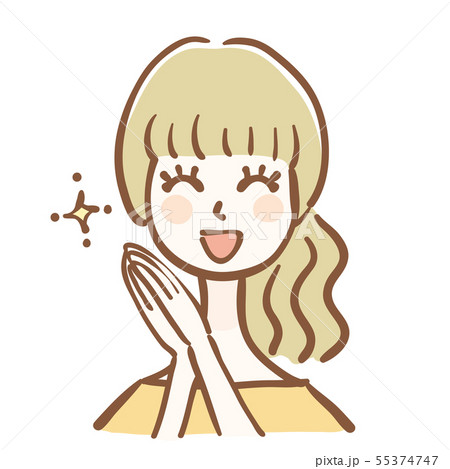 喜ぶ女性のイラストのイラスト素材