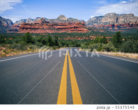 Driving in Sedona, Arizona towards Mescal Mountain 55375549