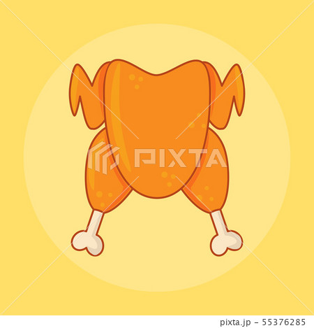 Icon of roasted chicken in flat style.  55376285