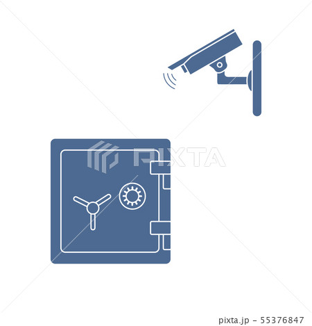 Vector illustration with security camera and safe Vector illustration with security camera and safe 55376847