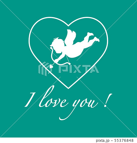 Greeting card with cupid archery Valentine's Day. Greeting card with cupid archery Valentine's Day. 55376848
