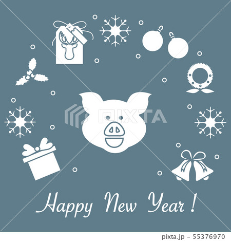 Happy New Year 2019 card Vector illustration. 55376970