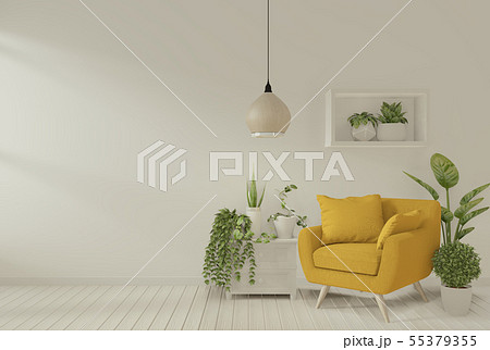 mock up Interior with gray armchair and decoration 55379355