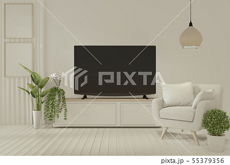 Interior poster smart tv cabinet and arm chair on 55379356
