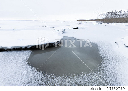 Coastal landscape with melting ice 55380739