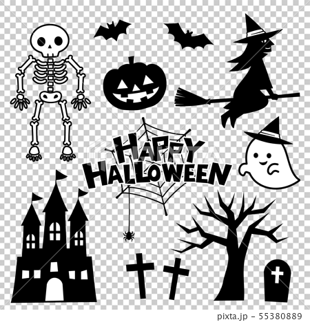 Halloween Icon Set Monochrome Stock Illustration
