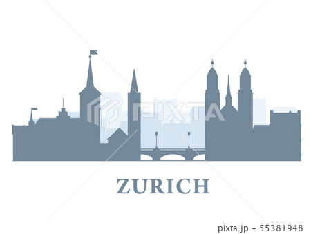 Zurich city silhouette, Switzerland - old town 55381948