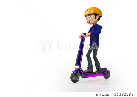 smiling handsome man riding the modern e-scooters smiling handsome man riding the modern e-scooters 55382235