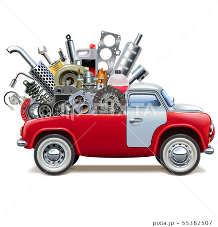 Vector Delivery Truck with Car Parts Vector Delivery Truck with Car Parts 55382507