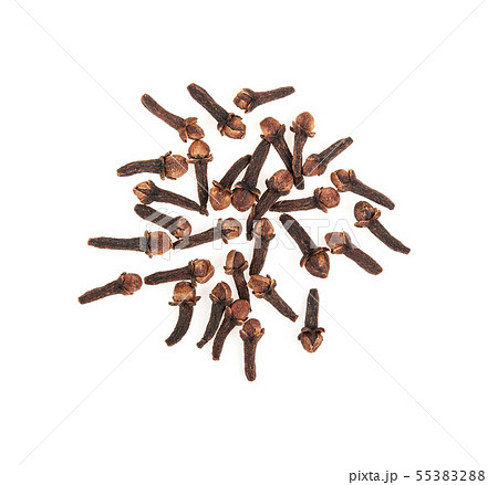 cloves spices on white background top view 55383288