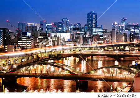 Night light shot of Sumida river and Umaya Bashi - Night light shot of Sumida river and Umaya Bashi - 55383787