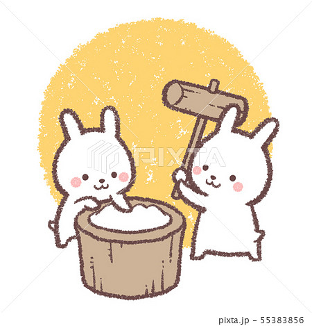 餅つきウサギと月 小のイラスト素材