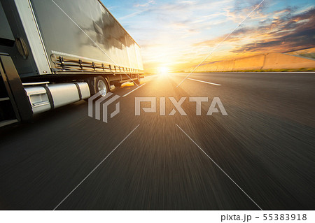 Detail of european truck vehicle on motorway 55383918