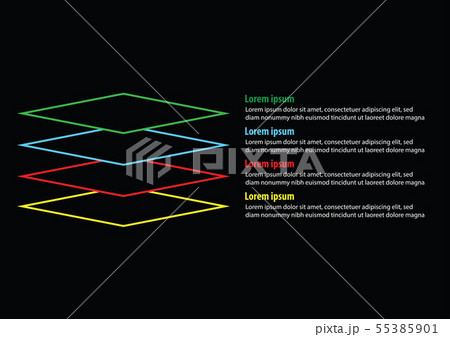 Vector of four line square layers infographic Vector of four line square layers infographic 55385901