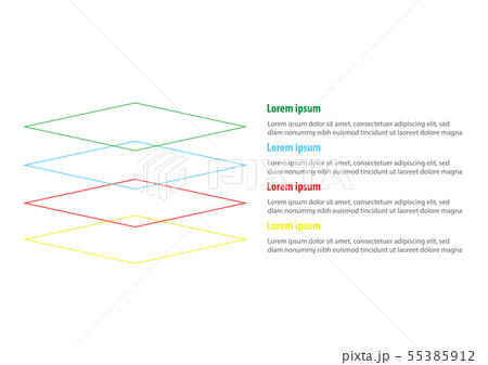 Vector of four line square layers infographic 55385912