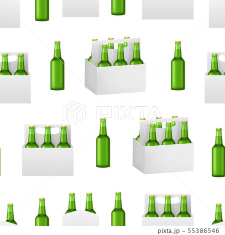 Realistic Detailed 3d Beer Bottles Pack Seamless Pattern Background. Vector 55386546