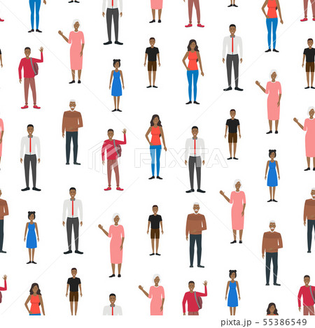 Cartoon Characters People African American Seamless Pattern Background. Vector 55386549