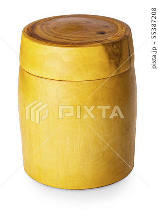 The wooden bowl with lid isolated on white 55387208