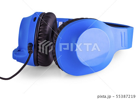 The Blue headphones with a microphone isolated on 55387219