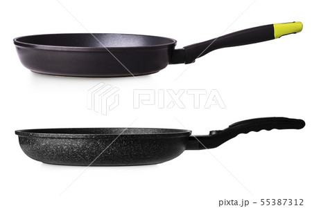 The frying pan isolated on white background close The frying pan isolated on white background close 55387312