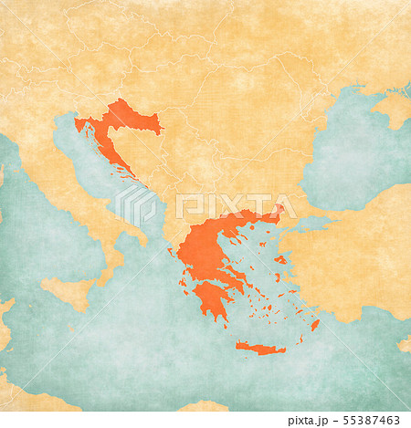 Map Of Croatia And Greece Map Of Balkans - Greece And Croatia - Stock Illustration [55387463] - Pixta