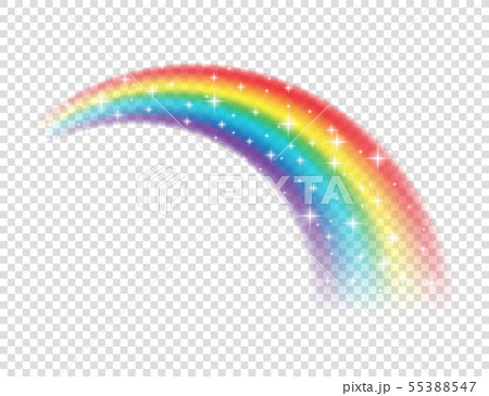 Abstract Realistic Colorful Rainbow with Shiny Stars on Transparent Background. Vector illustration. Abstract Realistic Colorful Rainbow with Shiny Stars on Transparent Background. Vector illustration. 55388547