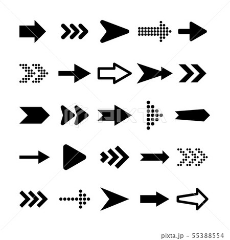 Black Arrows Set on White Background. Arrow, Cursor Icon. Vector Pointers Collection. Back, Next Web 55388554