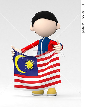 国旗を掲げるマレーシアのスポーツ選手のイラスト素材 5531