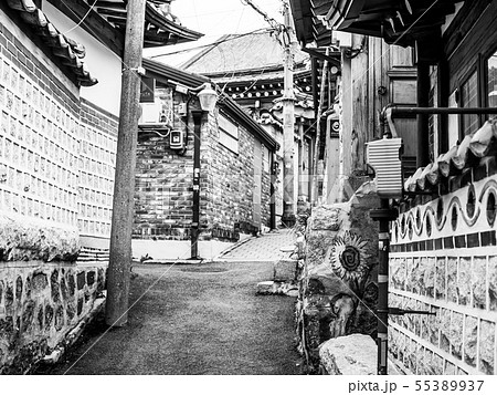 ソウル 北村韓屋村 モノクロ ソウル 北村韓屋村 モノクロ 55389937
