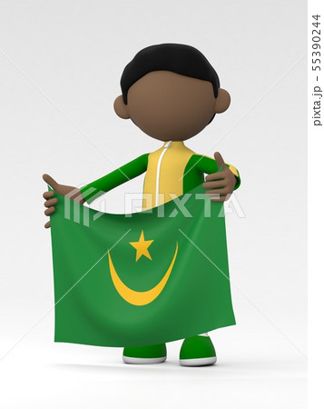 国旗を掲げるモーリタニアのスポーツ選手 55390244