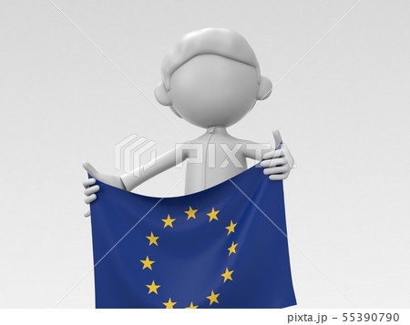 欧州連合の旗を持つスポーツ選手のイラスト素材