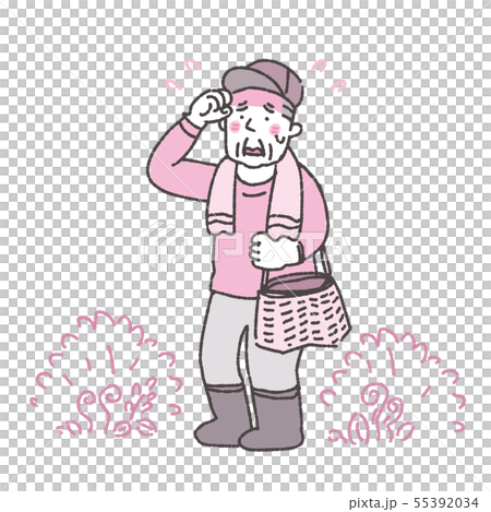 山菜採りをする 高齢者 男性 熱中症 イラスト 山菜採りをする 高齢者 男性 熱中症 イラスト 55392034