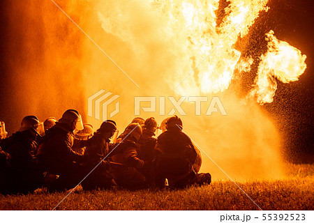 Firefighters and rescue training.  55392523