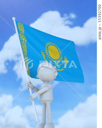 国旗を掲げるカザフスタンのスポーツ選手のイラスト素材