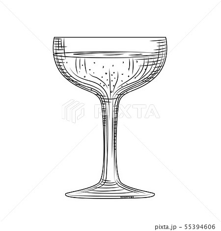 Hand drawn champagne glass sketch. Full sparkling 55394606